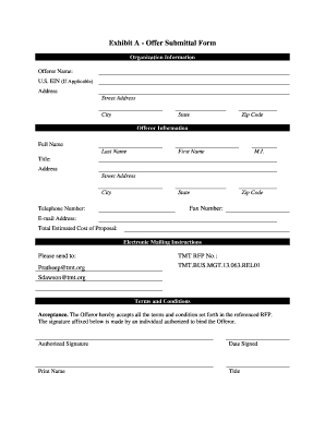 Offer Submittal Form