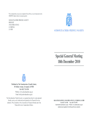Schoolteachers Friendly Society Special General Meeting Proxy Form