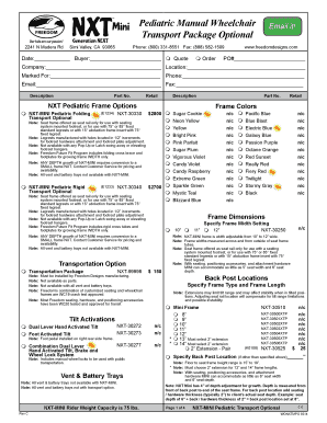 Pediatric Wheelchair Order Form