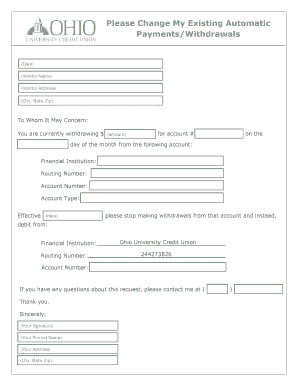 Automatic Payment Change Request