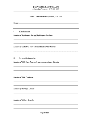 Estate Information Organizer