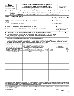 Form 2553 Election by a Small Business Corporation