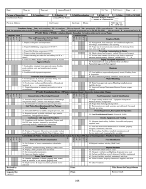 Food Safety Inspection Form