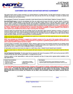 Customer High Speed Advantage Service Agreement
