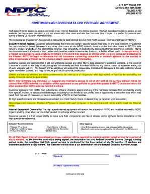 High Speed Data Only Service Agreement