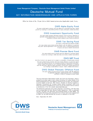 Deutsche Mutual Fund Application Form