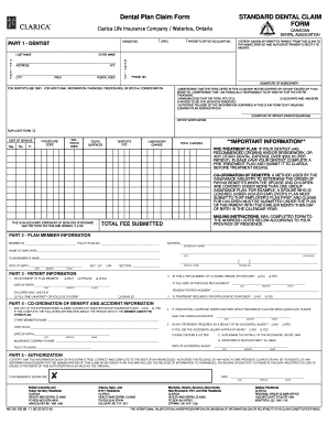 Dental Plan Claim Form