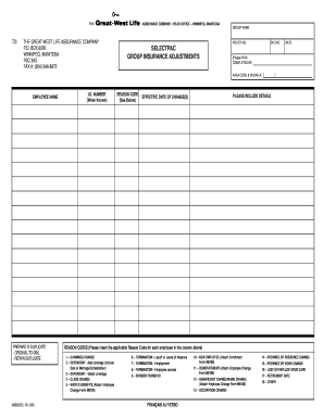 Great-West Life Assurance Company Group Insurance Adjustment Form