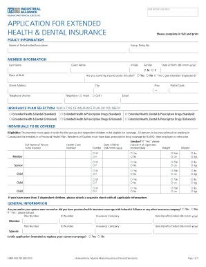 Extended Health & Dental Insurance Application