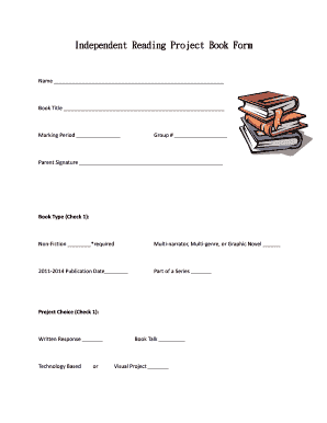 Independent Reading Project Book Form