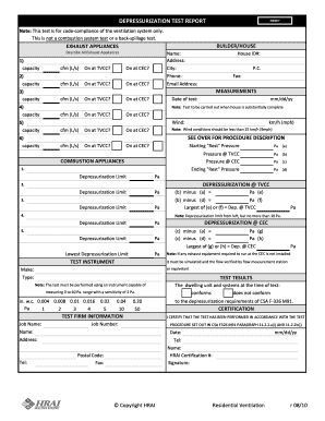 Depressurization Test Report