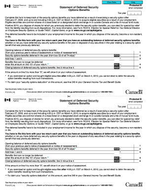 Statement of Deferred Security Options Benefits