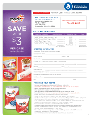 Yoplait Yogurt Rebate Form