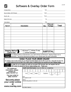 A Software & Overlay Order Form