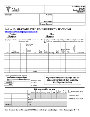 Provider Time Sheet