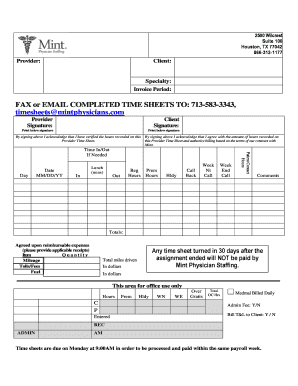 Provider Time Sheet