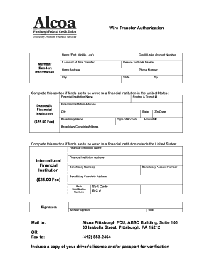 Wire Transfer Authorization Form
