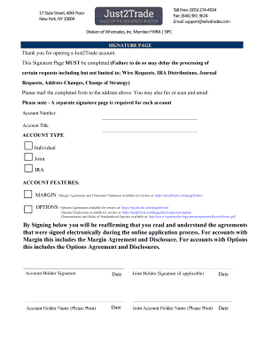 Just2Trade Account Signature Page