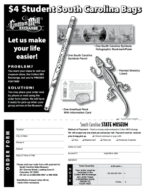 South Carolina Museum Order Form