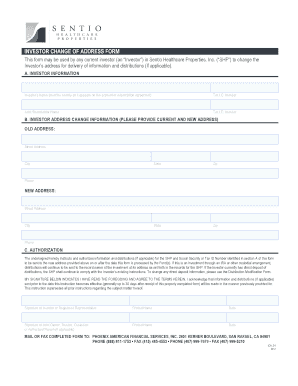 Investor Change of Address Form