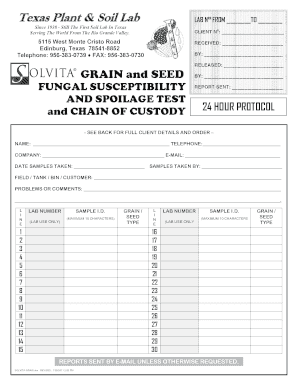 Texas Plant & Soil Lab Grain and Seed Test Order Form
