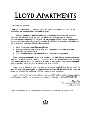 Lloyd Apartments Application to Lease