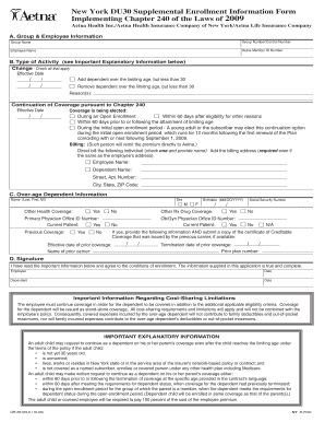 New York DU30 Supplemental Enrollment Form