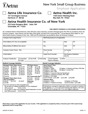 New York Small Group Business Employer Application