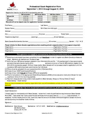 Professional Coach Registration Form