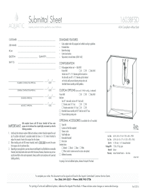 ADA Compliant Shower Submittal Sheet