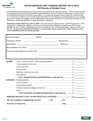 Girl Scouts Troop Finance Report