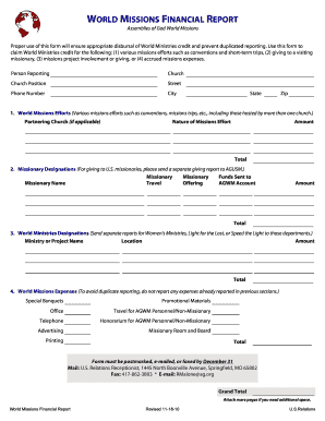 World Missions Financial Report