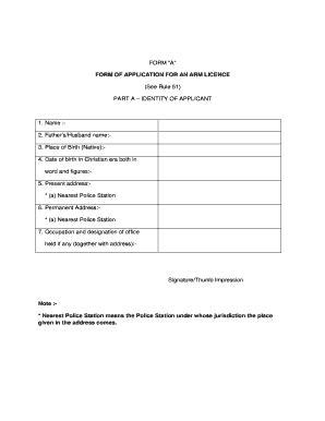 Application for an Arm Licence