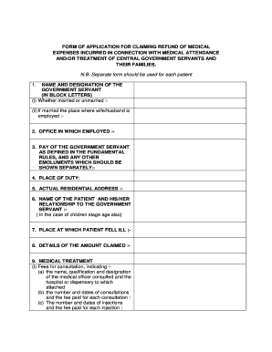 Medical Expense Refund Application