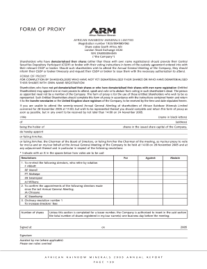 Proxy Form for African Rainbow Minerals AGM