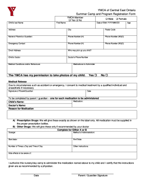 YMCA Summer Camp Registration Form