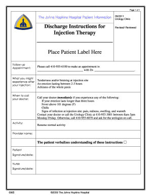 Discharge Instructions for Injection Therapy
