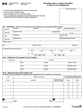 Form T1142 Information Return for Non-Resident Trusts