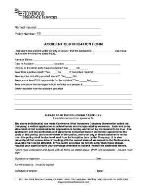 Accident Certification Form