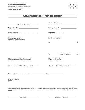 fillable online cover sheet for training report hs training report cover page