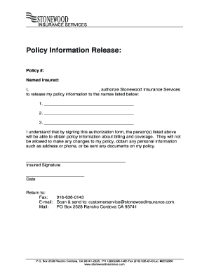 Insurance Policy Information Release Form