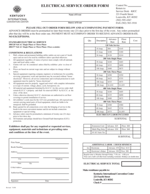 Electrical Service Order Form