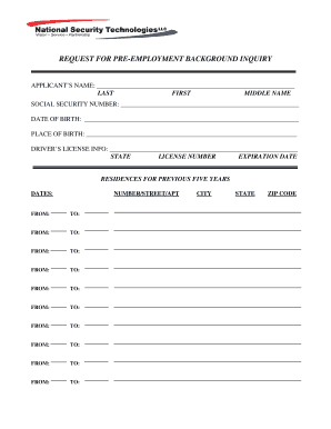 Pre-Employment Background Inquiry Form