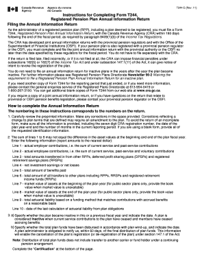 Form T244 Registered Pension Plan Annual Information Return