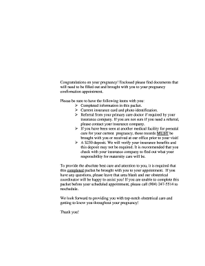 Pregnancy Confirmation Appointment Packet