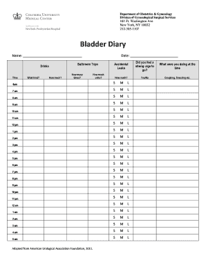 Bladder Diary Form