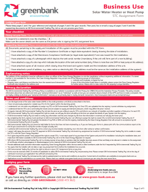 Solar Water Heater or Heat Pump STC Assignment Form