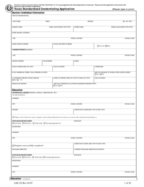 Texas Standardized Credentialing Application