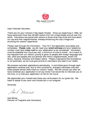 Big Apple Greeter Volunteer Application