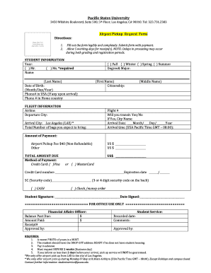 Airport Pickup Request Form